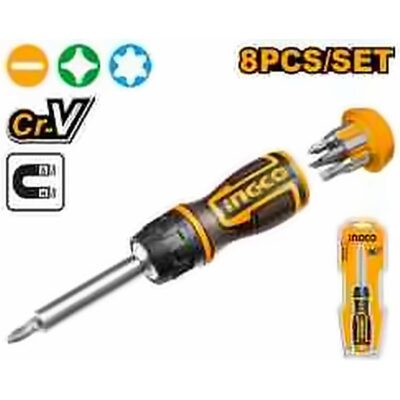 INGCO 8 PCS IN 1 RATCHET SCREWDRIVER AKISD0808