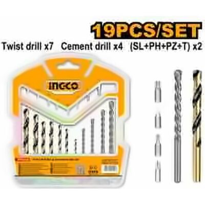 INGCO 19PCS DRILL BITS & SCREWDRIVER BITS SET AKSDB1901