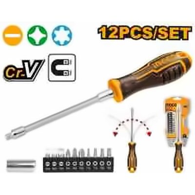 INGCO 12 PCS FLEXIBLE SHAFT SCREWDRIVER SET AKSDFL1208
