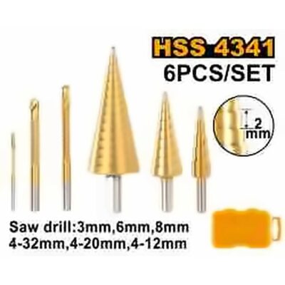 INGCO 3PC HSS STEPDRILL 4-12,4-20,4-32MM & 3PCS SAWDRILL 3,6,8MM AKSDS2061