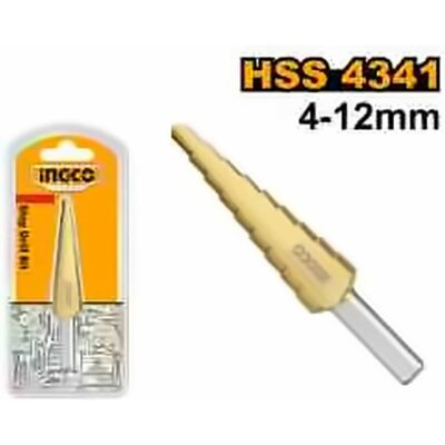 INGCO HSS STEP DRILL 4-12MM 1MM/STEP TITANIUM FINISH AKSDS41233