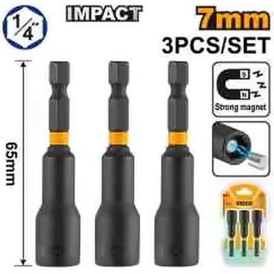 INGCO 3PCS IMPACT MAGNETIC NUT SET 7MM AMN0731