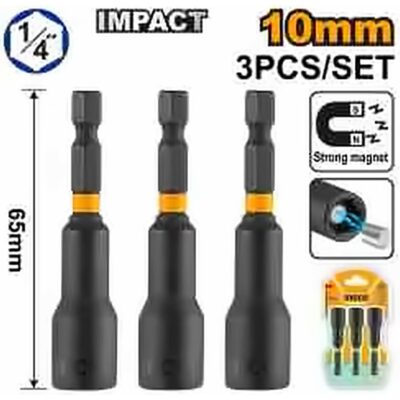 INGCO 3 PCS IMPACT MAGNETIC NUT SET ADAPTOR 10MM AMN1031