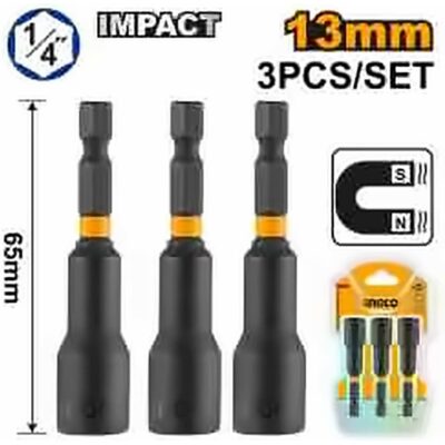 INGCO 3PC IMPACT MAGNETIC NUT SET AMN1331