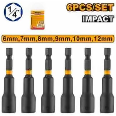 INGCO 6 PCS MAGNETIC SOCKET 6,7,8,9,10&12MM AMN65061