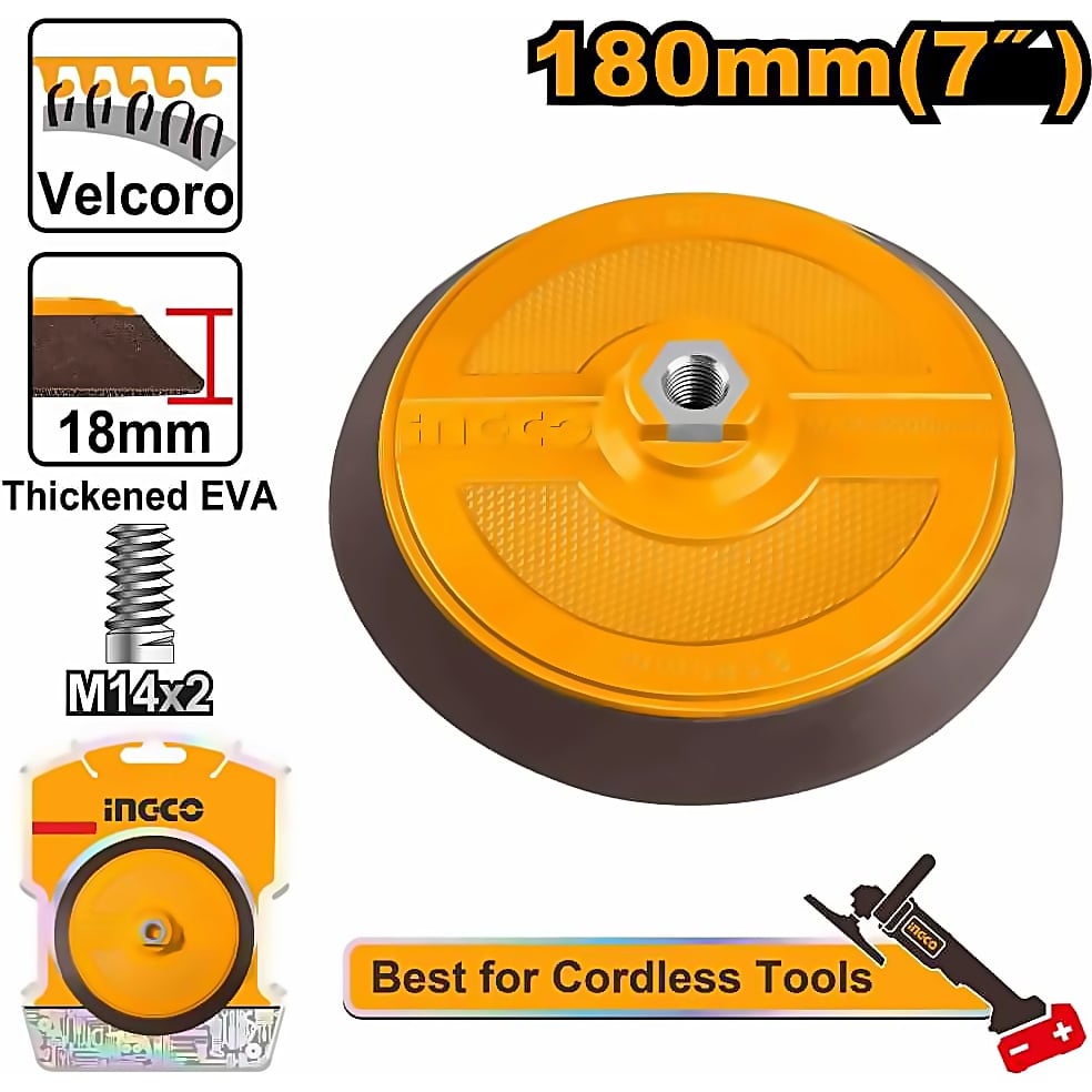 INGCO PP POLISHING PAD 180MM WITH FLANGE M14X2.0 VELCRO BACKING APP18051