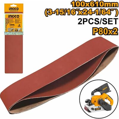 INGCO SANDING BELT SET 100X610MM P80 2PCS BSP020801