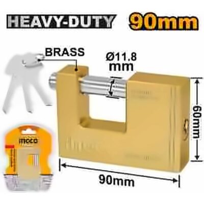INGCO HEAVY DUTY 90M BRASS BLOCK PADLOCK DBBPL0902