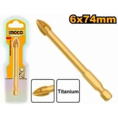 INGCO TILE & GLASS DRILL BIT 6X74MM 1/4" HEX SHANK DBG1130601