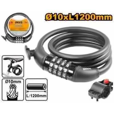 INGCO 4 DIGIT COMBINATION BICYCLE LOCK 10X1200MM DBK21012