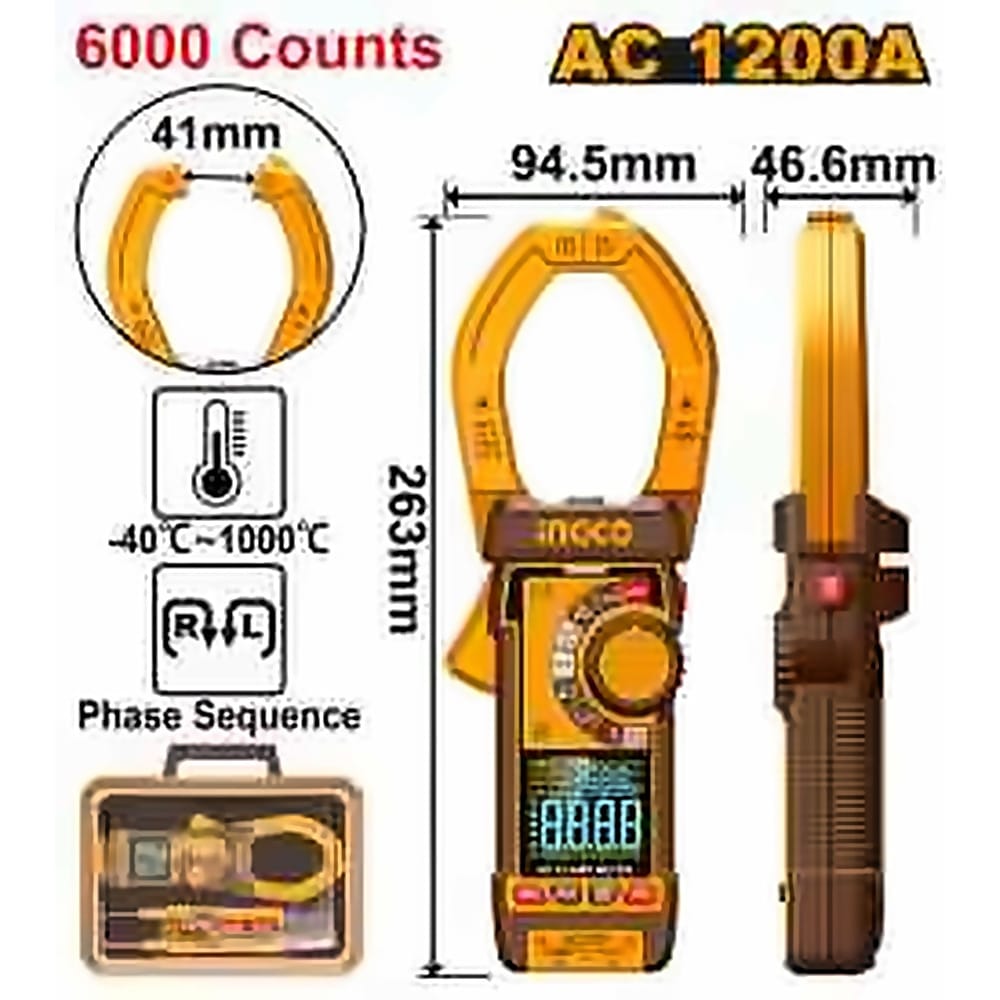 INGCO DIGITAL AC 1000A CLAMP METER DCM610001