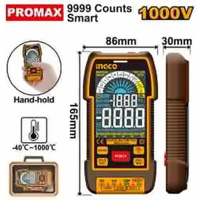 INGCO DIGITAL MULTIMETER 1000V 9999 COUNT SMART DM110004