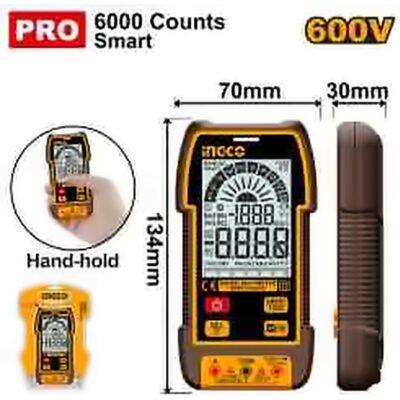 INGCO DIGITAL MULTIMETER 600V 6000 COUNT SMART DM16004