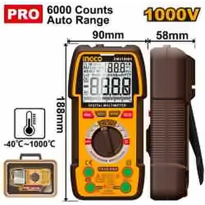 INGCO DIGITAL MULTIMETER 1000V 6000 COUNT AUTO RANGE DM310004
