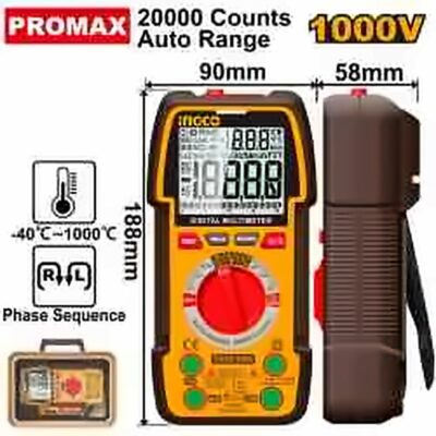 INGCO DIGITAL MULTIMETER 1000V 20000 COUNT AUTO RANGE DM410003^