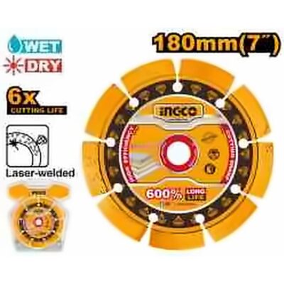 INGCO 7" 180MM LASER WELDED DIAMOND CUTTING DISC DMD071801