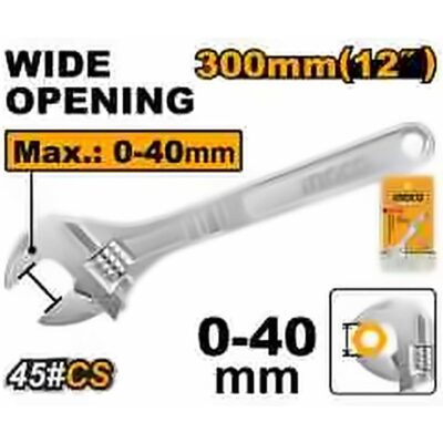 INGCO 12IN ADJUSTABLE WRENCH HADW131122