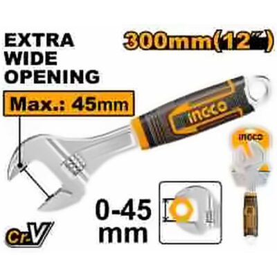 INGCO 12IN ADJUSTABLE WRENCH HADW131128