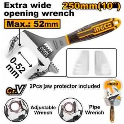 INGCO 2 IN 1 ADJUSTABLE WRENCH 10" HADWG0810