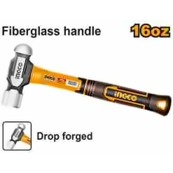INGCO BALL PEIN HAMMER 16OZ FIBERGLASS HANDLE HBPH81016