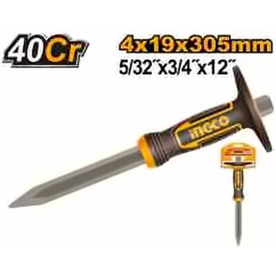 INGCO 40CR. CONCRETE POINTED CHISEL W/GUARD 12" 305X19X4MM HCC830419