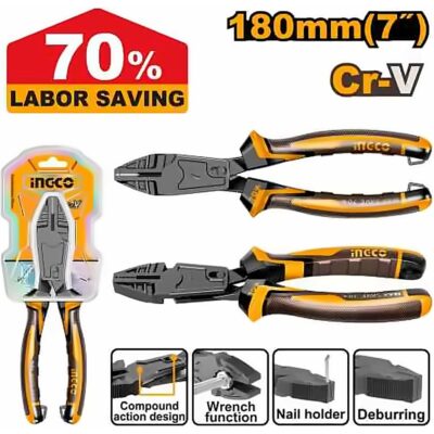 INGCO COMPOUND ACTION COMBINATION PLIERS 7" 180MM HCCP58186