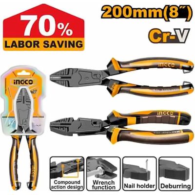 INGCO COMPOUND ACTION COMBINATION PLIERS 8" 200MM HCCP58206