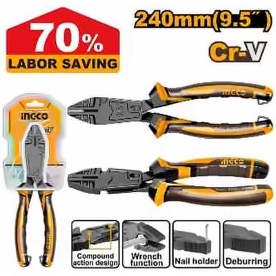 INGCO COMPOUND ACTION COMBINATION PLIERS 9.5" 240MM HCCP58246