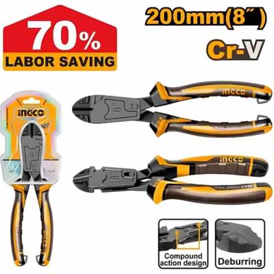 INGCO COMPOUND ACTION DIAGONAL CUTTING PLIERS 8" 200MM HCDCP58206