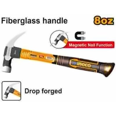 INGCO DROP FORGED MINI CLAW HAMMER FIBRE GLASS HANDLE 8 OZ HCH81008D