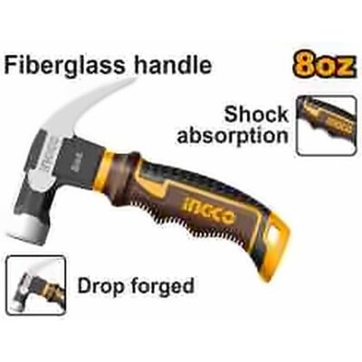 INGCO DROP FORGED MINI CLAW HAMMER FIBRE GLASS HANDLE 8 OZ HCH81008D
