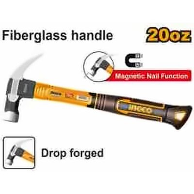 INGCO CLAW HAMMER 20OZ/560G FIBERGLASS HANDLE HCH81020