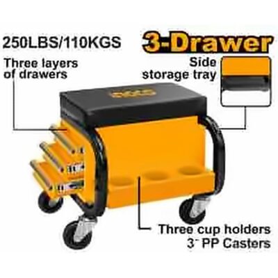 INGCO SEAT CREEPER W/3XSIDE DRAWERS+FRONT TRAYS HCS103