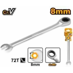 INGCO RATCHET SPANNER 8MM CR-V CHROME PLATED HCSPAR081