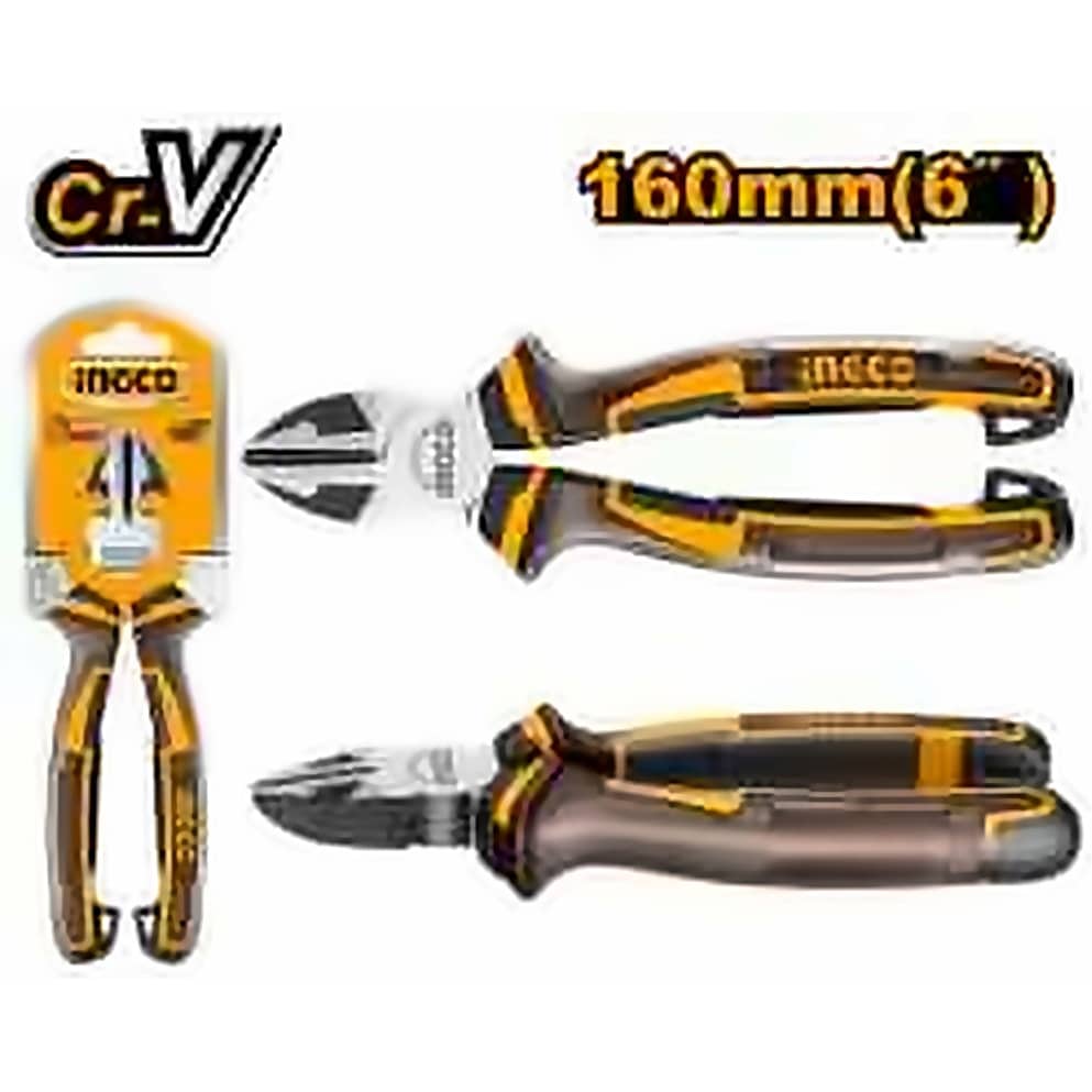 INGCO HD CR-V DIAGONAL CUTTING PLIERS BLACK POLISHED 6"/160MM HDCP28168