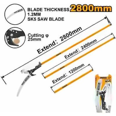 INGCO EXTENDABLE PRUNING CUTTER & POLE SAW MAX. HEIGHT 2.80M HEPS25281