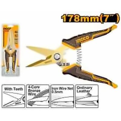 INGCO ELECTRICIAN'S SCISSORS STAINLESS STEEL 7"/178MM HES0187