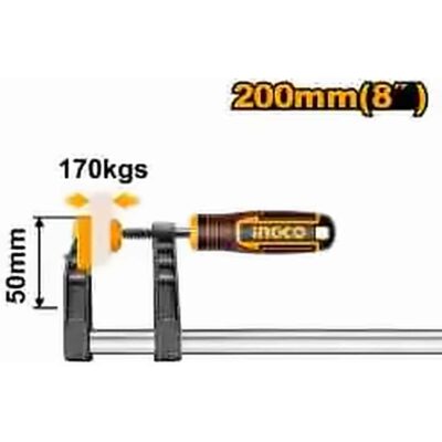 INGCO F CLAMP WITH PLASTIC HANDLE 50X200MM HFC020502