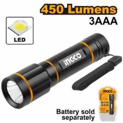 INGCO FLASHLIGHT 250 LUMENS 136MM L, IRRADIATION DISTANCE 160M HFL013AAA58