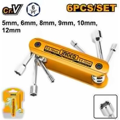 INGCO 6PCS FOLDING NUT DRIVER SET 5,6,8,9,10&12MM HFND0601