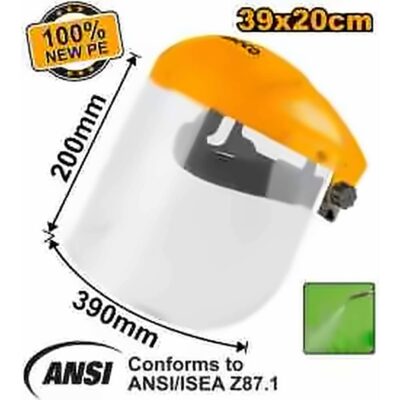 INGCO IMPACT RESISTANT FACE SHIELD ADJUSTABLE HEAD GEAR 390X200MM HFSPC32