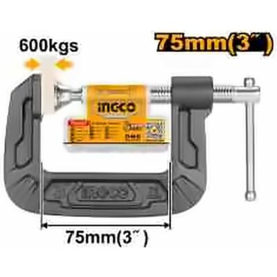 INGCO MALLEABLE CAST IRON G-CLAMP 3" HGC0103