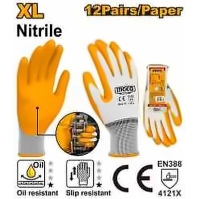 INGCO NITRILE COATED PALM GLOVE 4121X, SIZE XL HGNG04