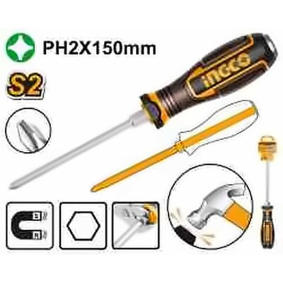 INGCO GO-THROUGH PHILLIPS SCREWDRIVER PH2X150MM HGTPH2150