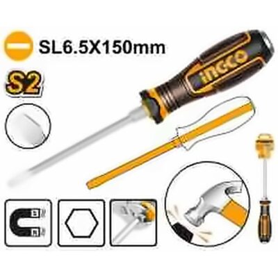 INGCO GO-THROUGH SLOTTED SCREWDRIVER SL6X150MM HGTSL6150