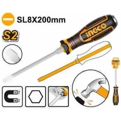 INGCO GO-THROUGH SLOTTED SCREWDRIVER SL8X200MM HGTSL8200