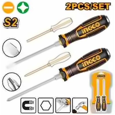 INGCO 2PC GO THRU SCREWDRIVER (-) (+) X 125MM HGTST0208