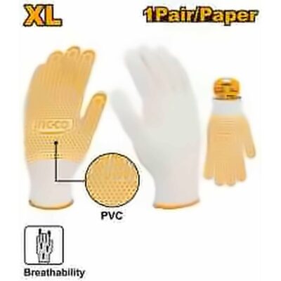 INGCO KNITTED & PVC DOTS GLOVES HGVK65