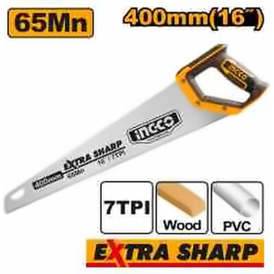 INGCO EXTRA SHARP HAND SAW 16" (400MM) 7TPI HHAS15400