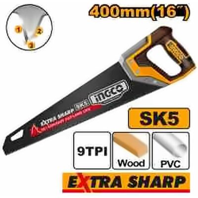 INGCO HAND SAW 16" 400MM 9TPI HHAS68400